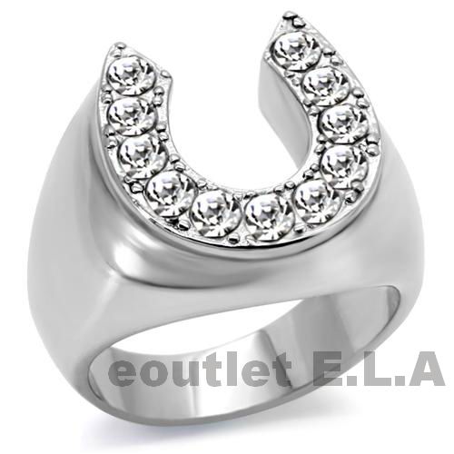 SWAROVSKI CRYSTALS HORSESHOE STAINLESS STEEL RING